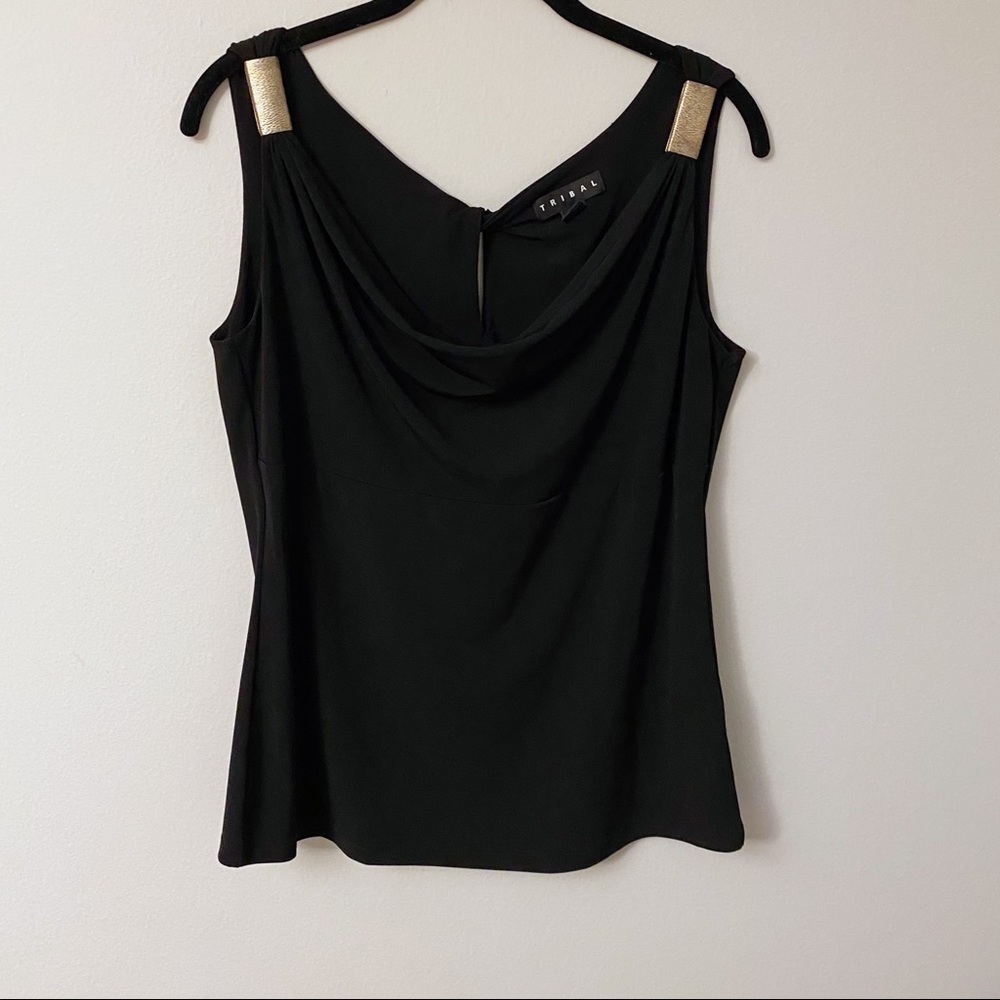Tribal Black Blouse With Gold Hardware